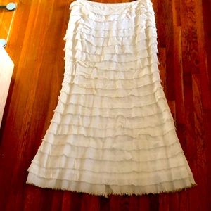 Trina Turk Long White Layered Skirt